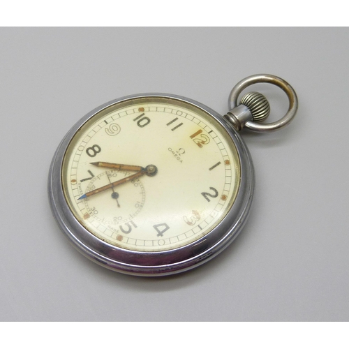 908 - An Omega pocket watch with military style dial