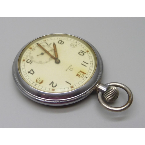 908 - An Omega pocket watch with military style dial