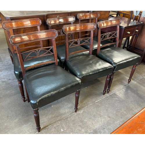 216 - A set of six late Regency carved mahogany dining chairs