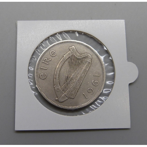 963 - An Irish 1961 'Mule' half crown struck with 1938 die reverse