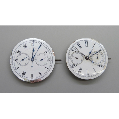 967 - Two chronograph pocket watch movements