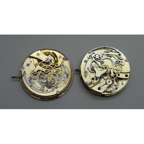 967 - Two chronograph pocket watch movements