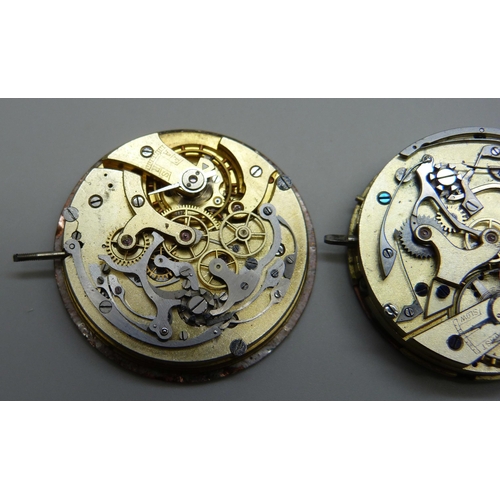 967 - Two chronograph pocket watch movements