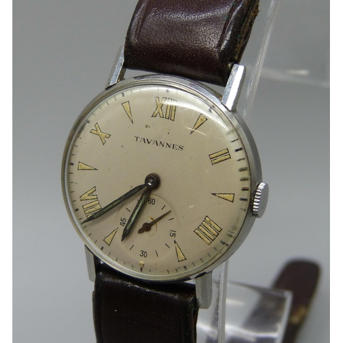 968 - A Tavannes wristwatch, 28mm case including crown