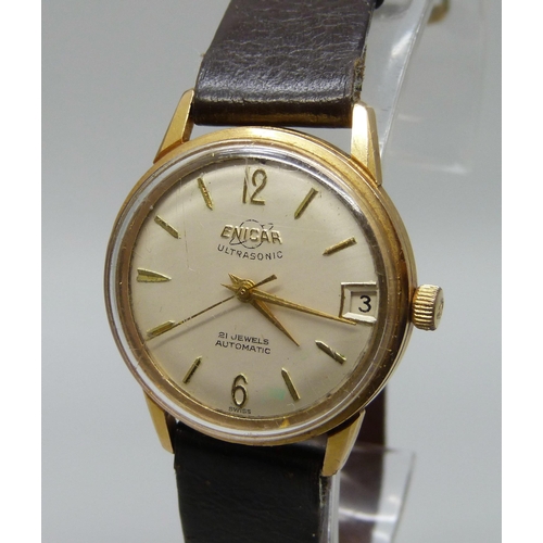 970 - An Enicar Ultrasonic automatic wristwatch, 32mm case including crown