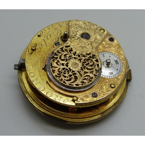 977 - A verge pocket watch movement by Eaton, London