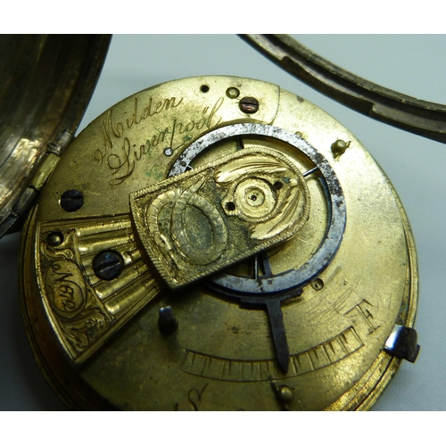 978 - A verge pocket watch, a/f