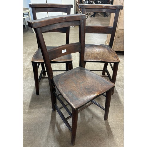 220 - Three Victorian elm and beech chapel chairs