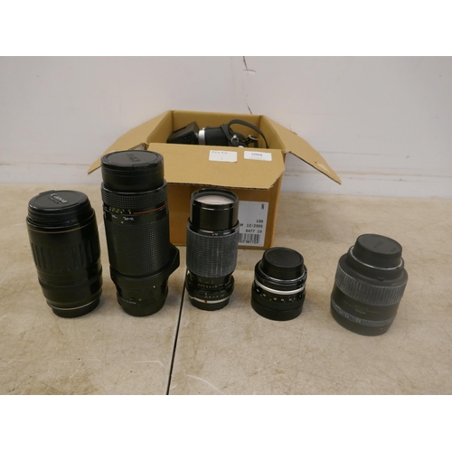 5068 - A collection of photography equipment including, two camera bodies Nikkor Calypso 2 and Nikon FG-20 ... 