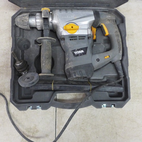 5041A - Two cased power tools including a Titan TTB278505 230v SDS plus rotary hammer drill, a Makita 6834 2... 