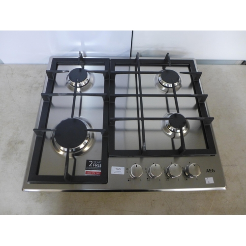 4026 - AEG 4 Burner Gas Hob - model no. - HGB64200SM, Original RRP £249.17 inc Vat (463-27) *This lot is su... 