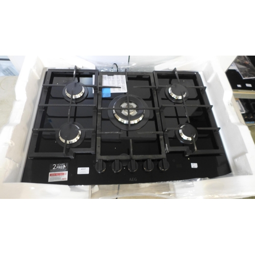 4037 - AEG  5 Burner Gas on Glass Hob - model no. -HKB75450NB, Original RRP £474.17 inc Vat (463-181) *This... 