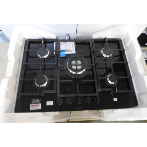 4037 - AEG  5 Burner Gas on Glass Hob - model no. -HKB75450NB, Original RRP £474.17 inc Vat (463-181) *This... 