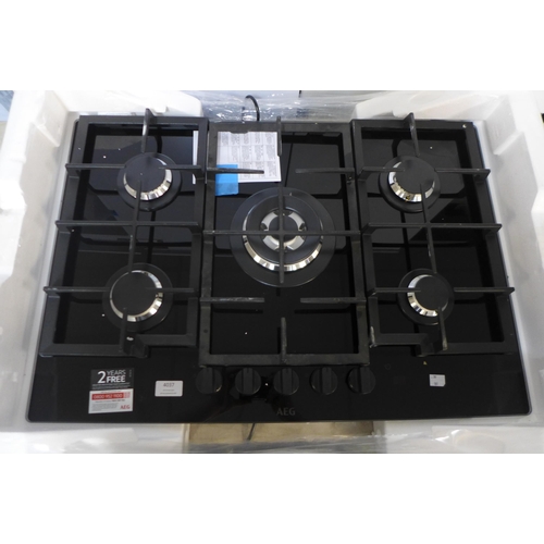 4037 - AEG  5 Burner Gas on Glass Hob - model no. -HKB75450NB, Original RRP £474.17 inc Vat (463-181) *This... 