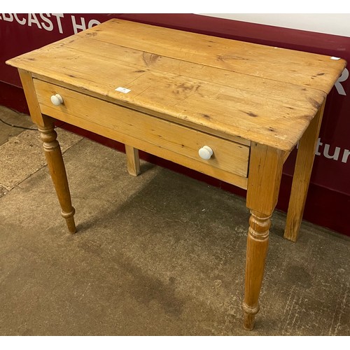 97 - A Victorian pine single drawer pantry table