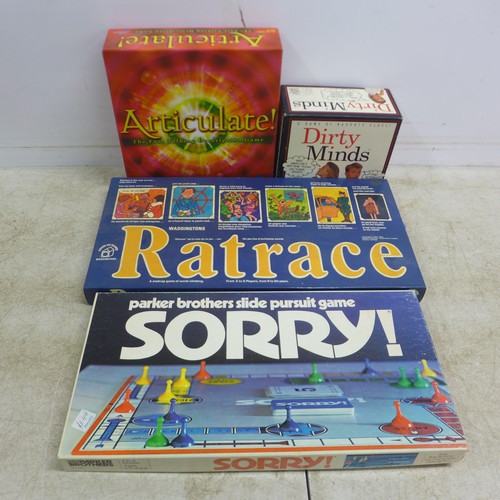 5046 - A collection of vintage board games and jigsaw puzzles including Trivial Pursuit, Othello, Sorry, Ra... 