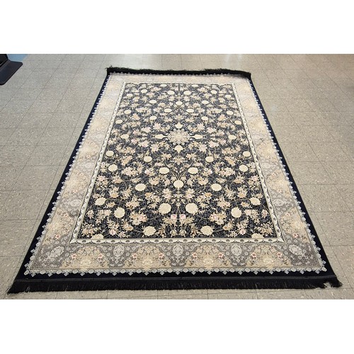 260 - A Kashan Shahkar Dorrin floral pattern blue ground rug, 303 x 201cms