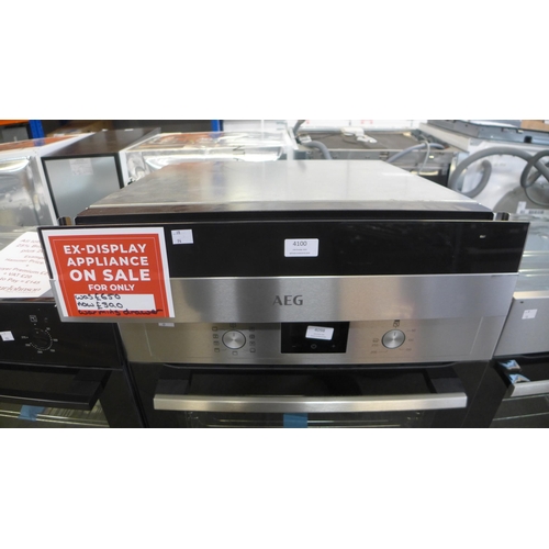 4100 - AEG  Stainless Steel And Black Warming Drawer - model no. -  KDK911424M, Original RRP £457.5 inc Vat... 