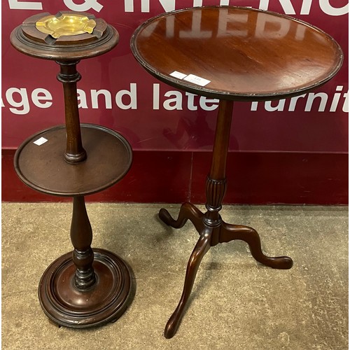 135 - A Regency style mahogany circular tripod lamp table and an early 20th Century mahogany smokers stand