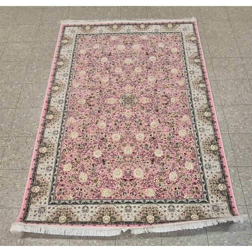 268 - A Kashan Shahkar Dorrin pattern salmon ground rug, 228 x 150cms