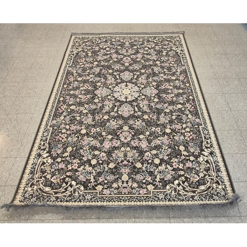 259 - A Kashan Shahkar Dorrin floral pattern grey ground rug, 302 x 201cms