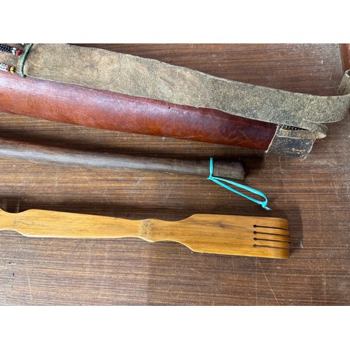 335 - An African hardwood knobkerry and other African items