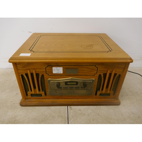 5098A - A wooden cased Classic compact disc and vinyl record player with integrated speakers