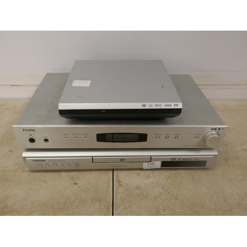 5108 - A Toshiba DVD player, a Pure DRX-701ES digital radio tuner and a Kodak DVD player