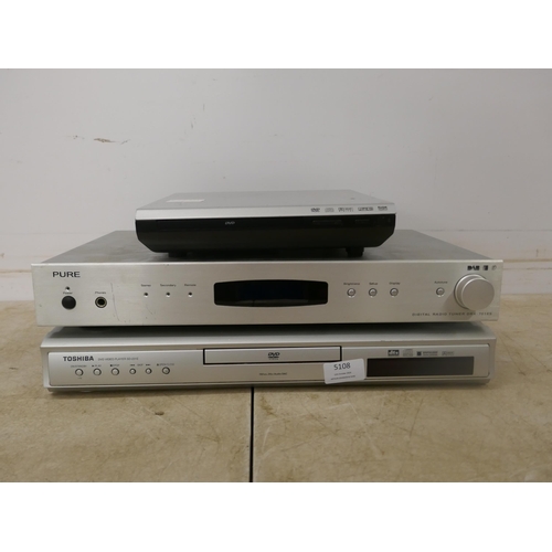 5108 - A Toshiba DVD player, a Pure DRX-701ES digital radio tuner and a Kodak DVD player