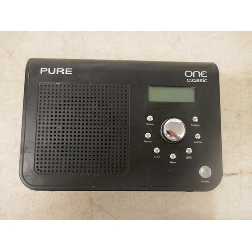 5111 - A Pure One Classic digital radio and a Panasonic RX FT510 cassette radio, a Roberts CD9959 MP3 CD pl... 