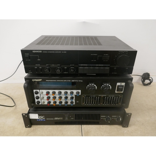 5111B - A quantity of stereo equipment including an Auna AMP-Pro1 professional karaoke amplifier, a QSC audi... 