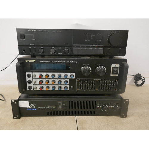 5111B - A quantity of stereo equipment including an Auna AMP-Pro1 professional karaoke amplifier, a QSC audi... 