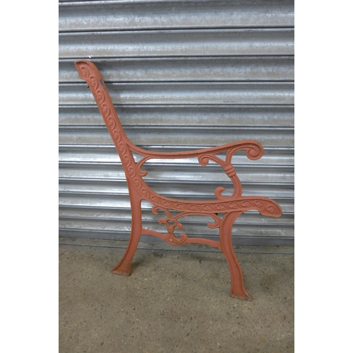 5151 - A pair of cast iron bench ends and bench back