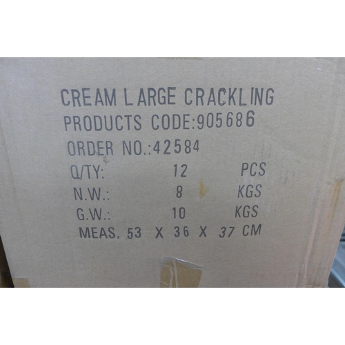 5329 - Three boxes of twelve cream ceramic plant pots