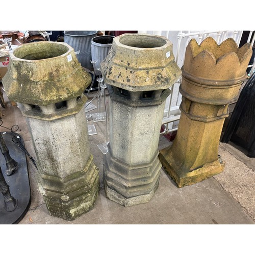 276 - Three Victorian terracotta chimney-pots