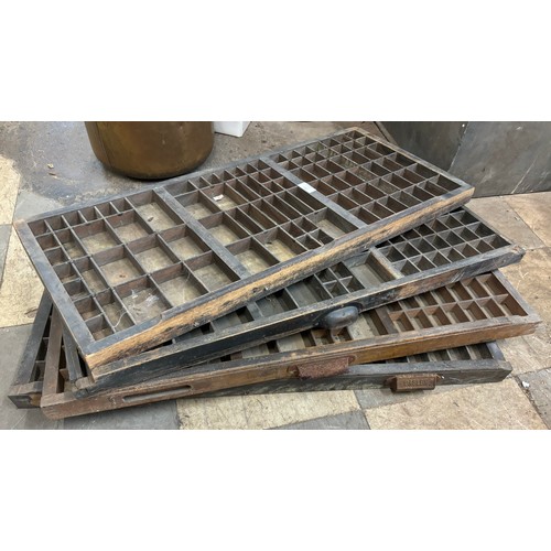 284 - Four pine printers type trays