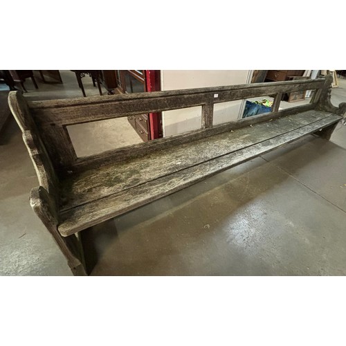 276A - A large Gothic style pine garden bench