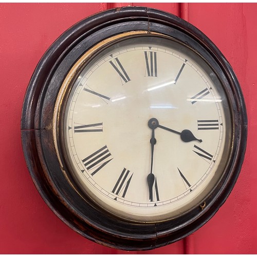 350A - An early 20th Century oak circular fusee wall clock