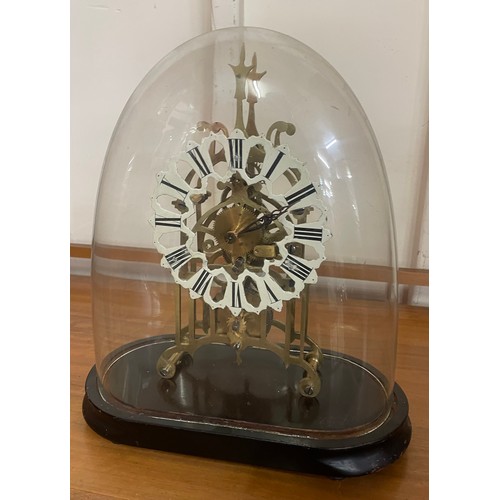 350C - A cased gilt metal fusee skeleton clock (no key and pendulum)