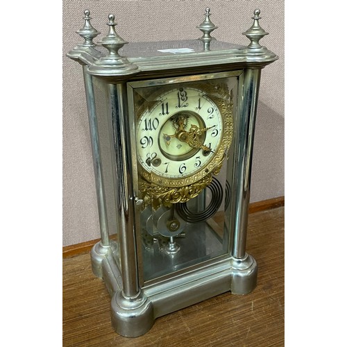 353 - A late 19th Century American Ansonia chrome mantle clock