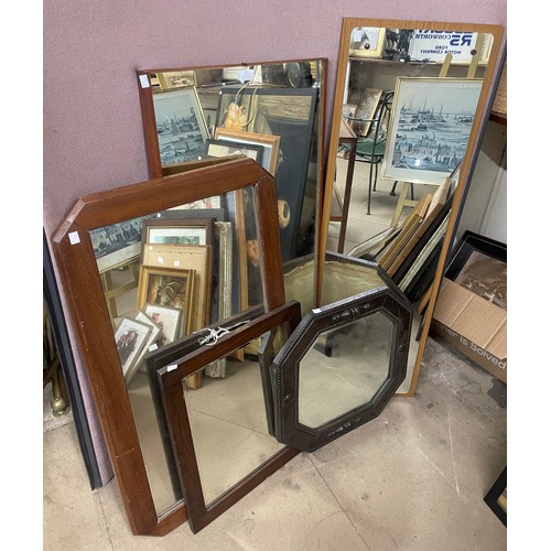 372 - A collection of assorted mirrors including teak framed