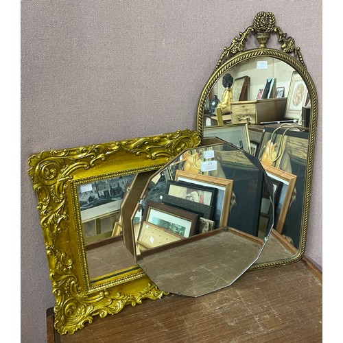 377 - Two gilt framed mirrors and one other