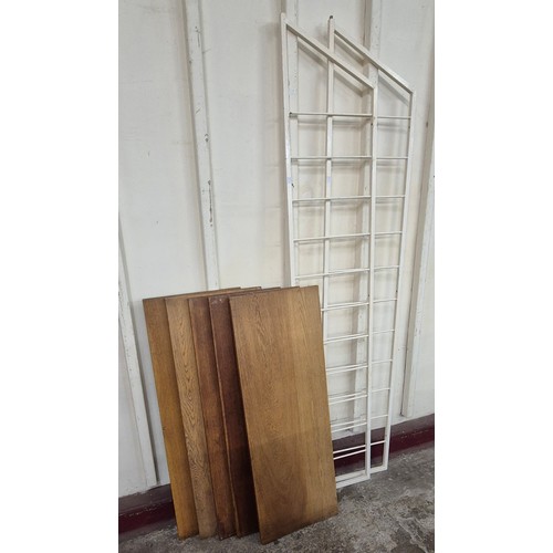 64 - An oak and metal room divider