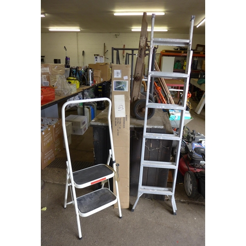 5155 - An Easylife ladder stabiliser - boxed and 2 sets of step ladders