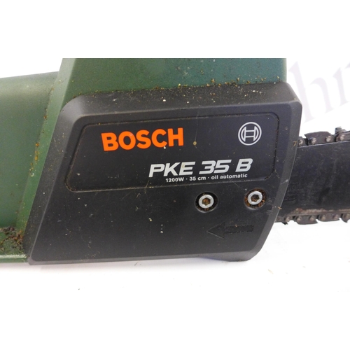 5165 - A Bosch Universal Hedgecut 60 electric hedge cutter and a Bosch PKE 35B, 1200W, 35cm, oil automatic ... 