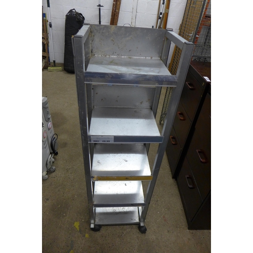 5198 - A quantity of steel shelving and two dollies