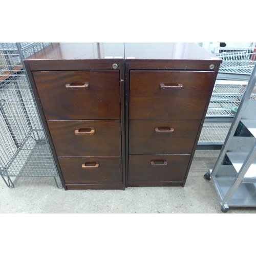 5214 - 2 wooden 3 drawer filing cabinets