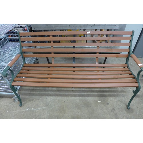 5127 - A cast metal and wood garden bench