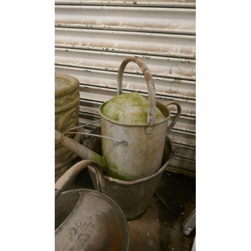 5156 - A quantity of galvanised steel items including a bucket, three watering cans, a mop bucket, chicken ... 