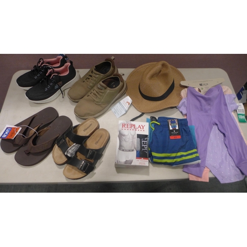 6252 - Quantiy of mixed clothing to include, Replay underwear, Skechers trainers, Fedora, etc. various size... 